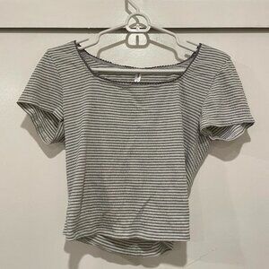 Women's Grey and White T-shirt